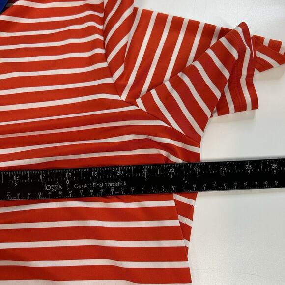 RLX Ralph Lauren Polo Shirt Mens Large Orange Striped Short Sleeve Performance - Picture 8 of 10